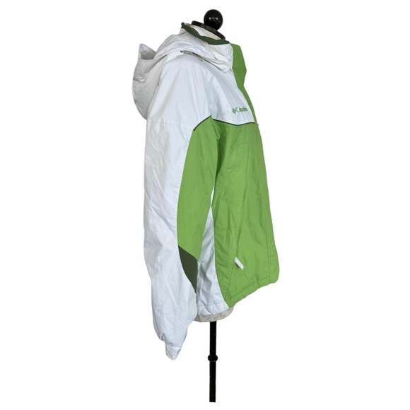 Columbia Women’s Winter Hooded Jacket Waterproof  Green & White Size Medium - Picture 3 of 16